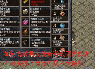 ��θ�ЧѰ�Ҵ�����Ϸ�̶����ѣ��ر������뾫��Ͷ��ȫ����